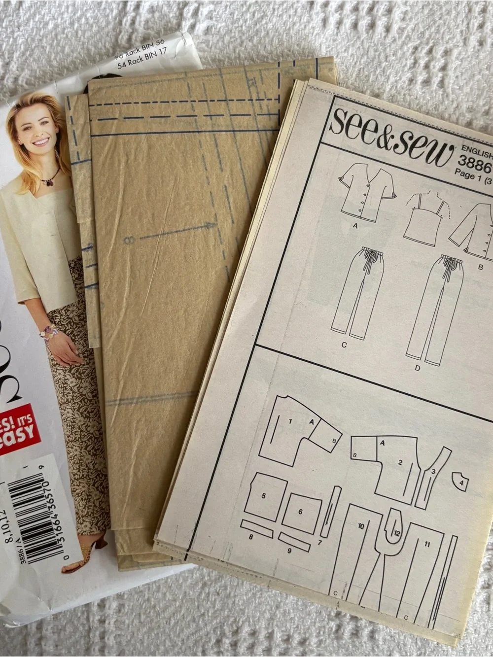 Butterick See & Sew Pattern 3886A for Misses’ Jacket, Top, and Pants
